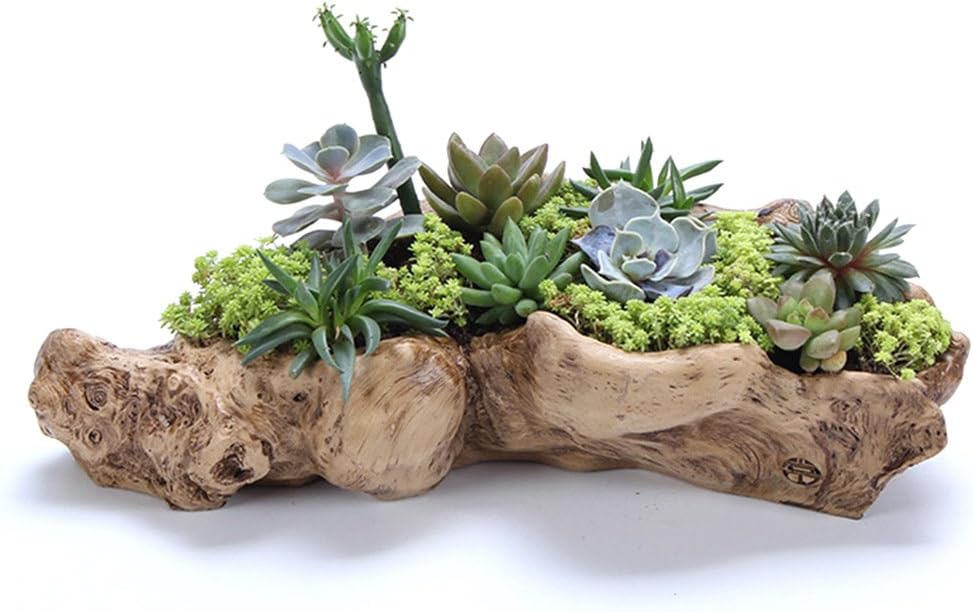 Artificial Tree Stump Planter Suculentas Plant Outdoor Planters Succulent Pots Garden Planting pots Plant Flower Pot 14 inches (hulu)