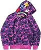 Shark Jaw Camo Jacket Hoodie Shark Mouth Sweatershirt Full Zip Up for Adults, Purple-1, Large