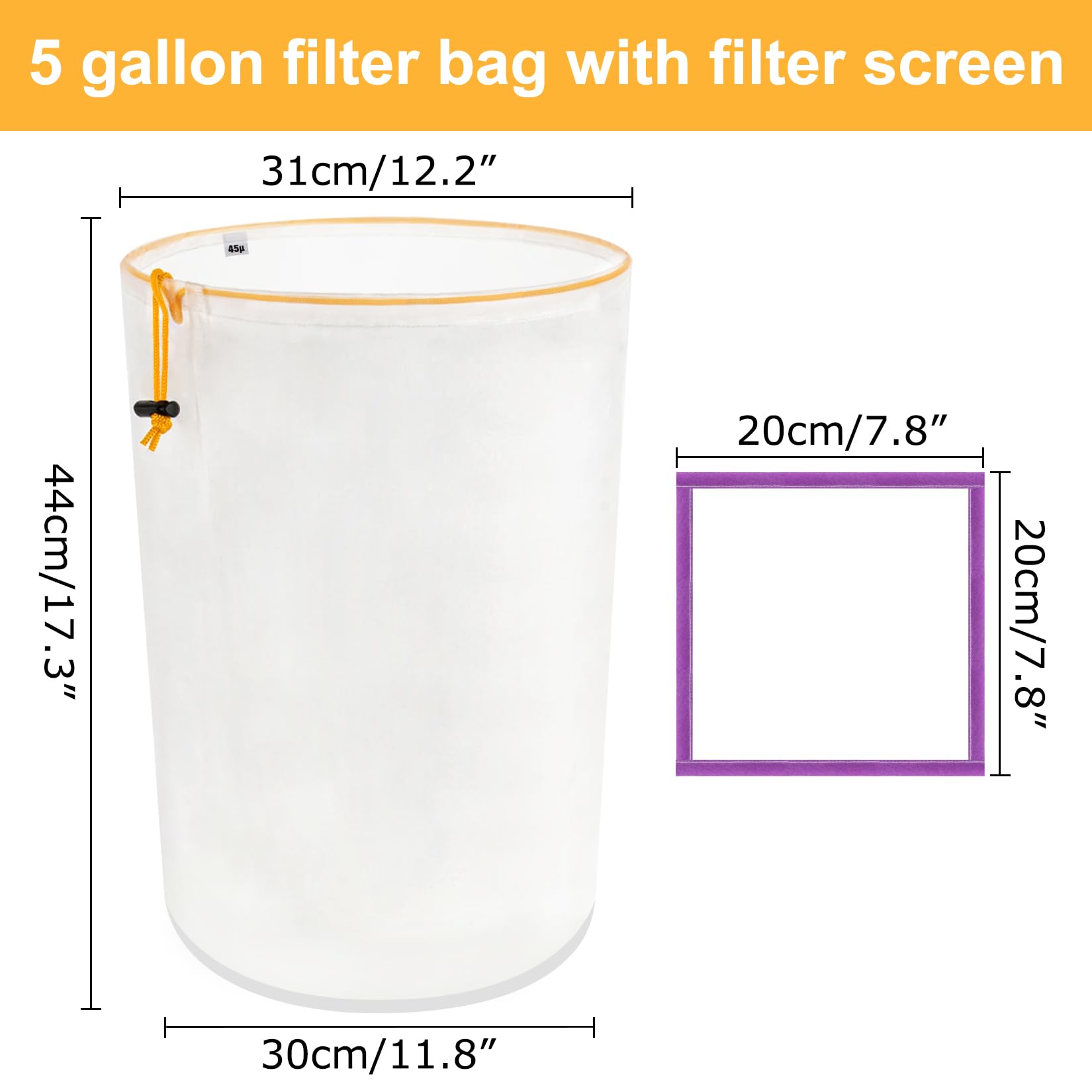 5 Gallon Filter Bag - Fine Nylon Mesh -6