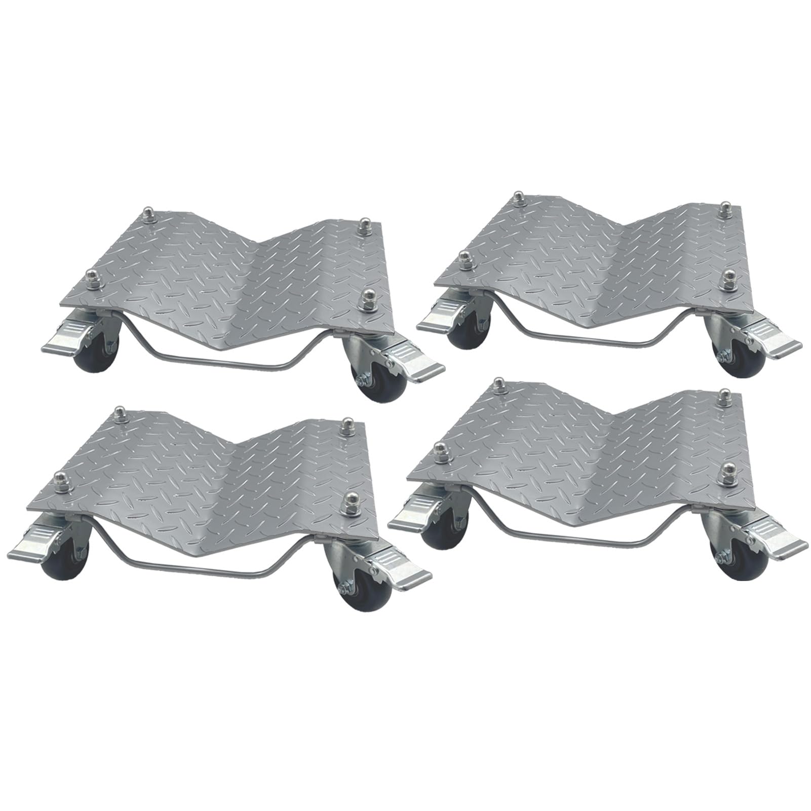 Set of 4 Car Tire Wheel Dolly Furniture Lifters - Heavy Duty Under Vehicle Tire Skates Motorcycle Jack and Moving Dollies with Wheels 6000lbs Capacity Black (Silver, 4 Dollies)