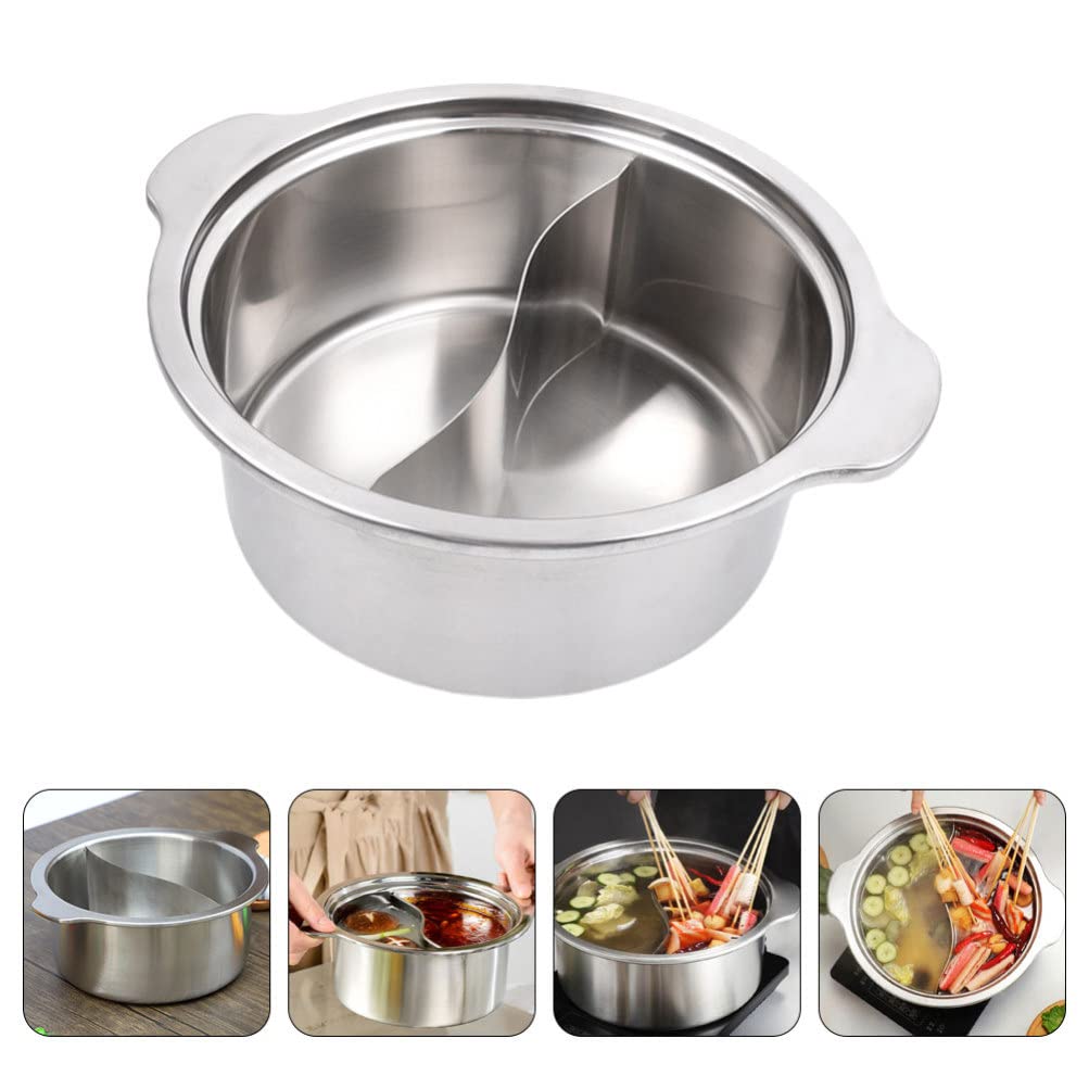 Pentola Per Hot Pot Divisa Leopacat - Acciaio Inossidabile, Doppio Scomparto, Per Induzione E Gas, 13.38 Pollici - Foto 5