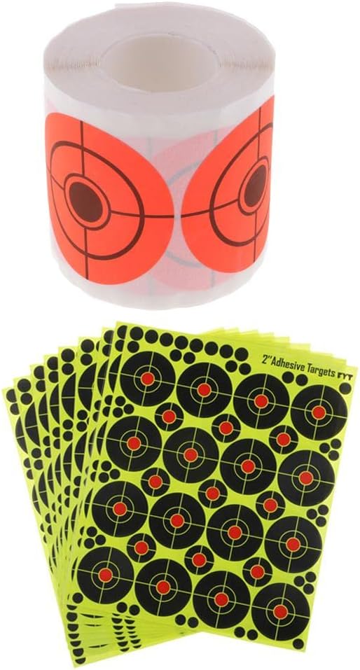 High Visibility Hunting Reactive Targets Paper Training Kit - 410pcs Covers Short & Long Range with Fluorescent Yellow Splatter for Archery Practice - Self Adhesive Sticker