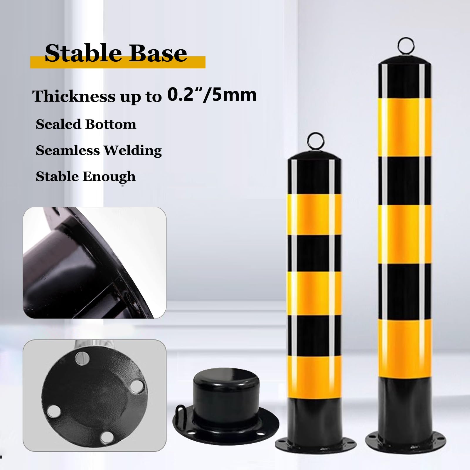 Bollard de Sécurité Borne De Sécurité Avec Base Amovible Et Verrou, Bornes De Sécurité En Tube D'acier De 7,6 Cm De Diamètre Pour Le Contrôle De La Circulation Barrière D'allée Poteau De Stationnement