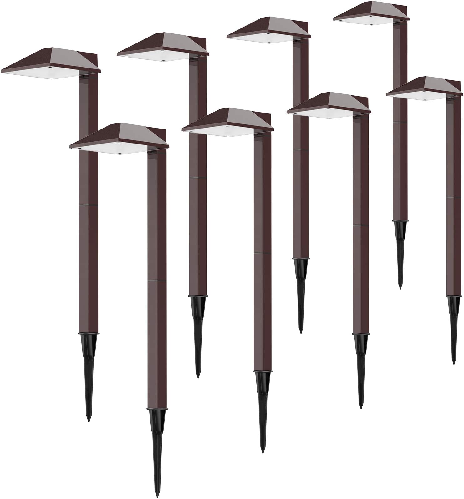 Malibu Low Voltage Pathway Lights 8PK Outdoor Landscape Lighting Kit 12V 0.6W Equinox LED Path Lights with Connectors and Stakes 22 Lumen Warm White Walkway Lights for Patio, Lawn, Garden