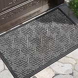 Yimobra Doormat Outdoor Entrance 29.5x17, All-Weather Waterproof Outdoor Mats for Front Door, Non Slip Welcome Door Mat for Patio Proch Outside Entryway Indoor, Mix Grey