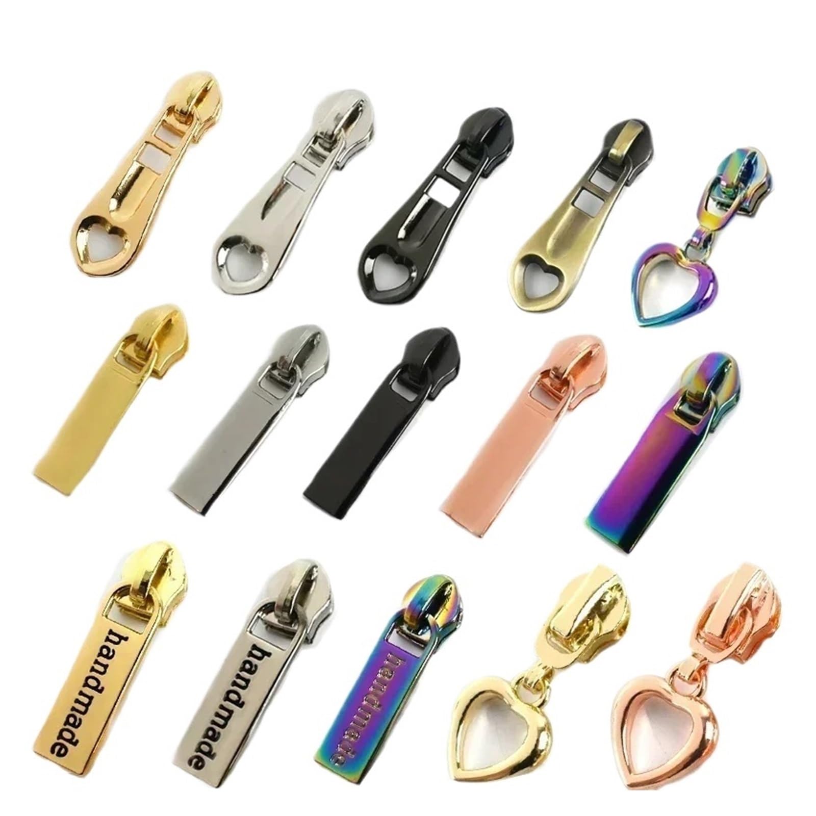 Deslizadores de cremallera de Metal for cremalleras de nailon 5 #, 10/20/50 Uds., kits de reparación de bolsas con cabezal de cremalleras for ropa, accesorios de costura DIY(F2-5-GunBlack,50PCS_FORNYL