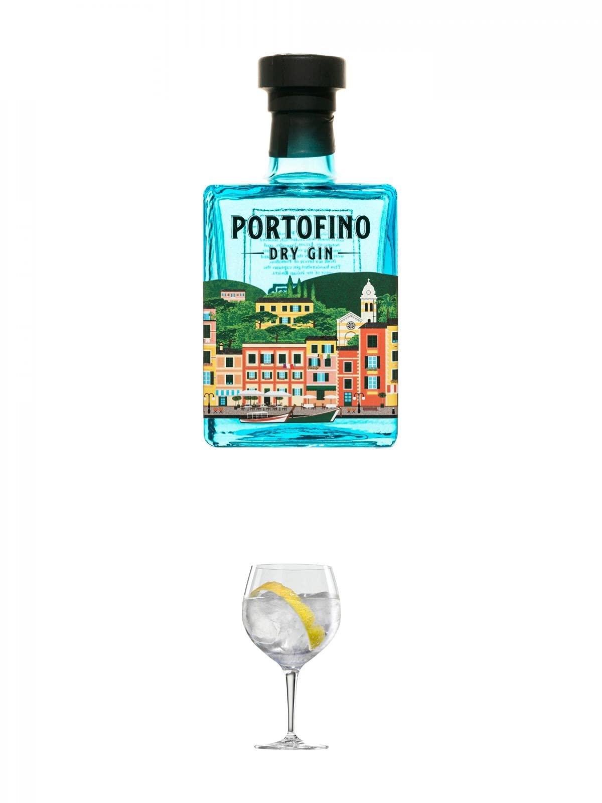 Portofino Italien Gin 0,5 Liter + Ballon Bistro Cubata GIN Glas 1 Stück