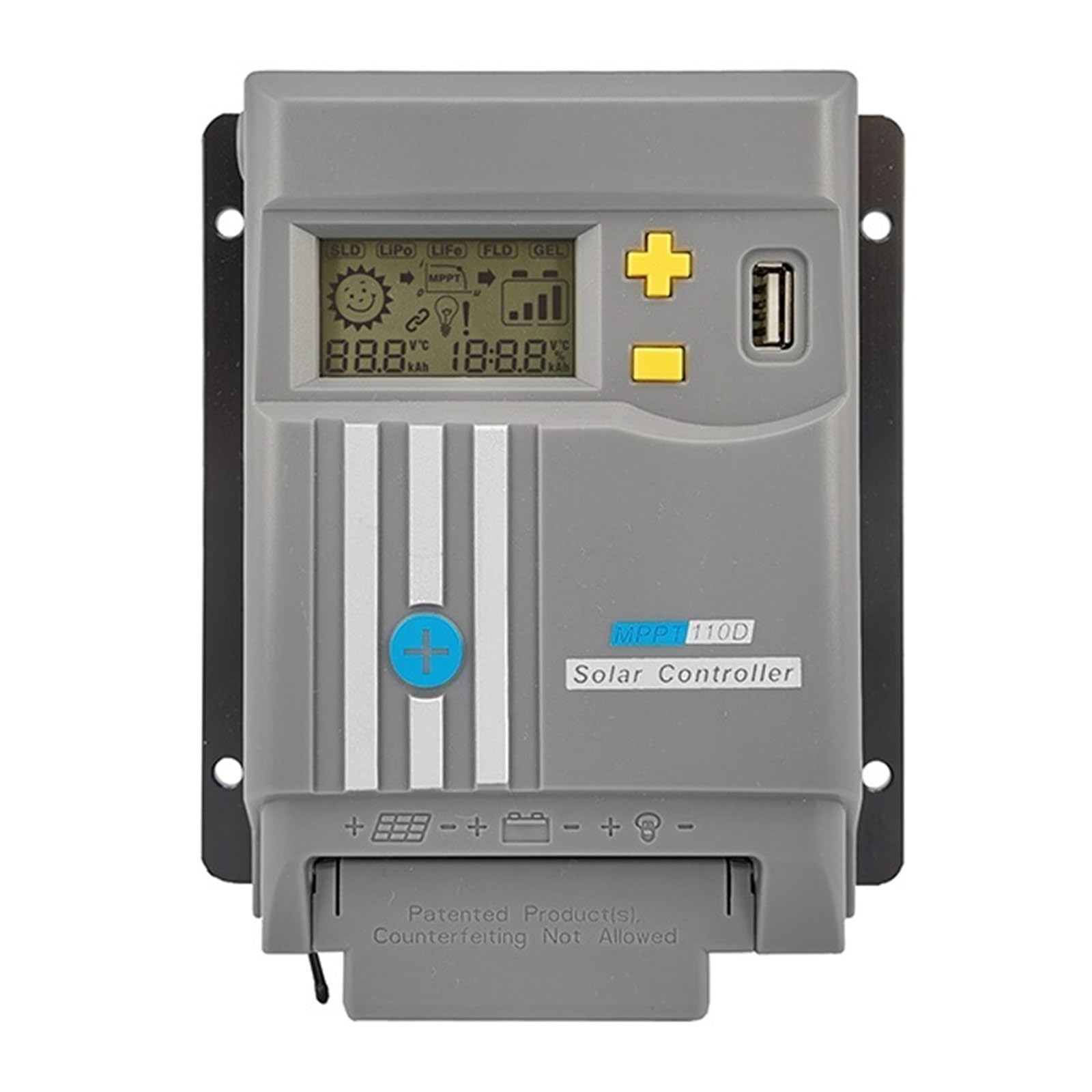 Controllore Solare Regolatore di Carica Solare MPPT 10A 20A 30A 40A con WiFi Bluetooth 12/24V Display LCD Regolatore Batteria al Litio Dual USB(with WiFi,MPPT-10A)