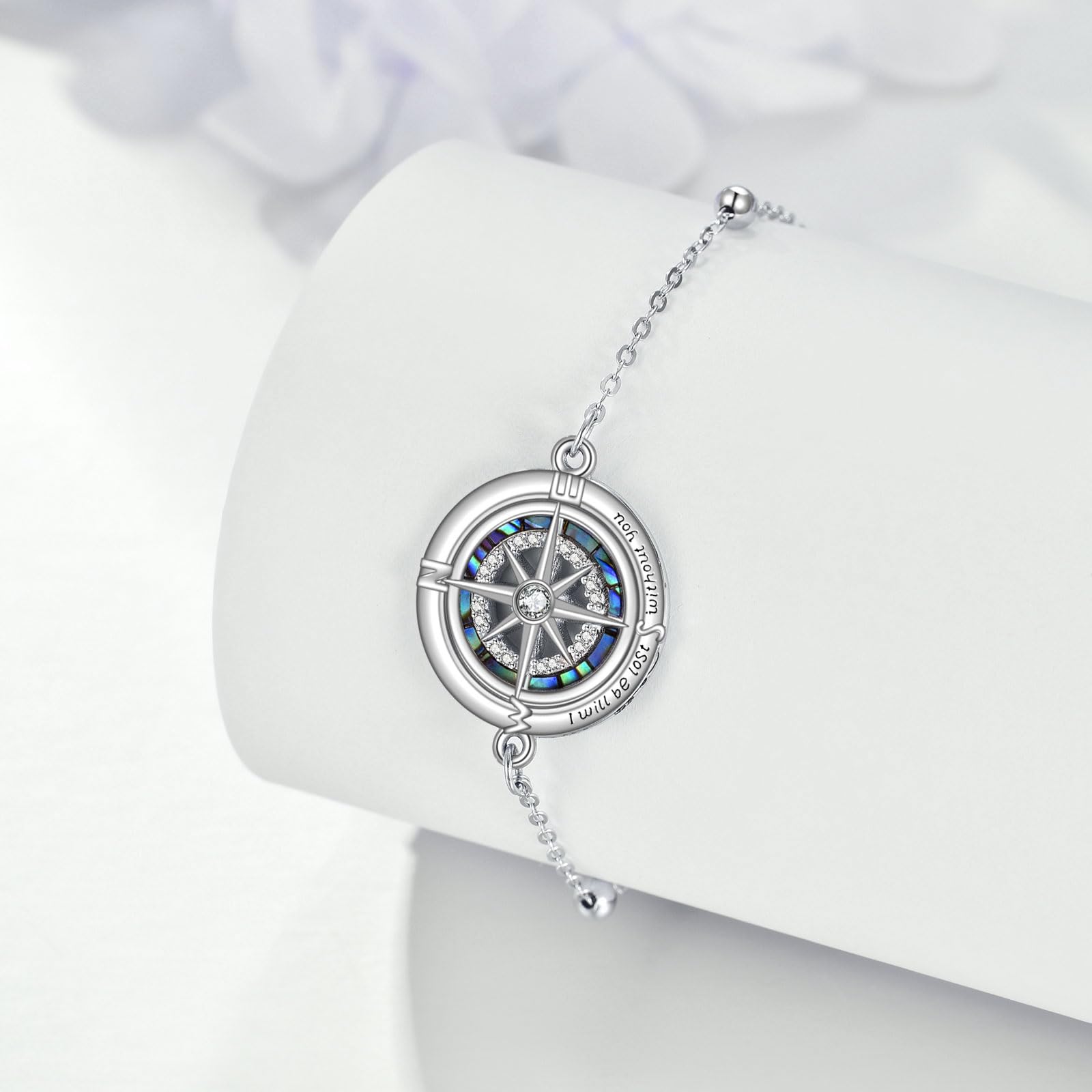 VONALA Pulseras de plata de ley 925 con cruces celtas y brújula de montaña para mujer, pulsera de cadena ajustable, regalo de joyería para familia y amigos