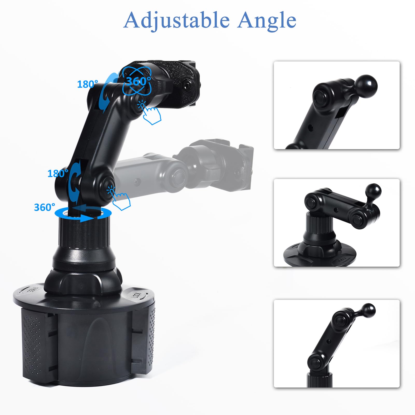 Support de Talkie Walkie pour Porte-Gobelets de Voiture, Porte Radio/Micro Radio avec bras de support à angle réglable, Compatible avec Motorola Kenwood Wouxon Baofeng Quansheng Midland Radio