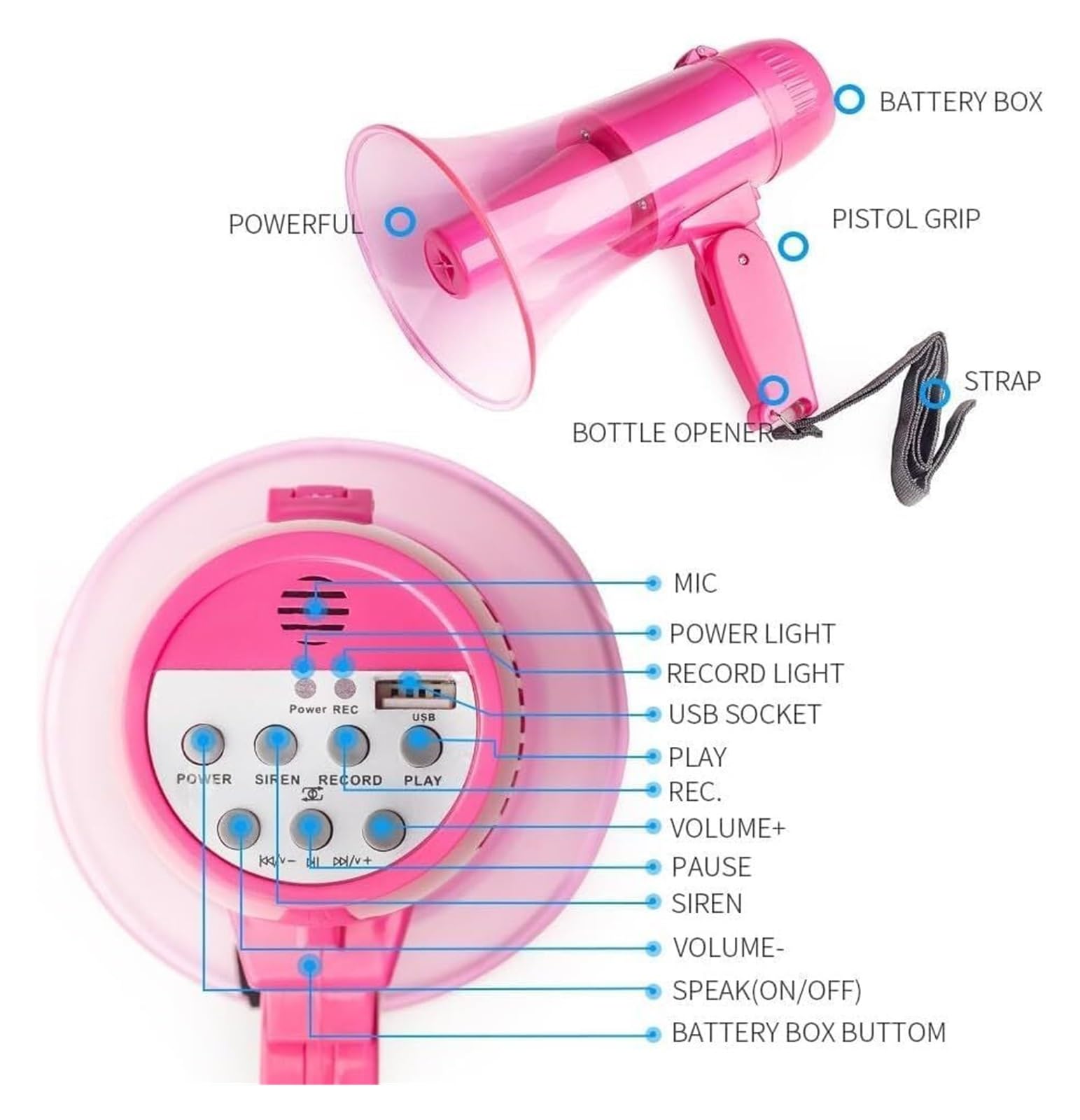 Amazon.co.jp: 拡声器 メガホン 20 ワット ポータブル サイレン