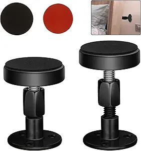 2PCS Black Adjustable Bed Frame Anti-Shake Tool, Headboard Stoppers with Free Furniture Pads and Screws, No More Creaking, Protect The Wall from Banging, Easy to Install (1.1-2.5in)