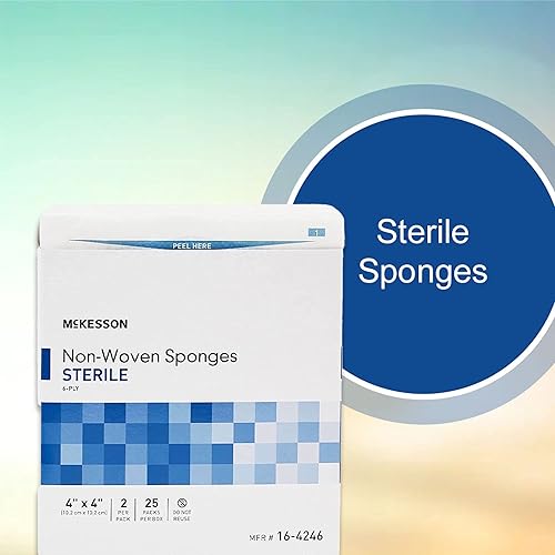Miniatura 3 de McKesson Esponjas no tejidas, estériles, 6 capas, poliésterrayón, 4 x 4 pulgadas, 2 por paquete, 25 paquetes, 50 en total