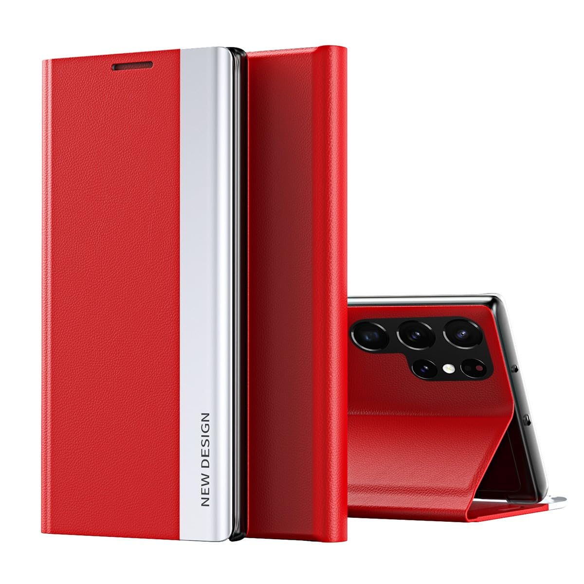 Housse Samsung S23 Plus rouge rabat aimanté coque de protection - 7