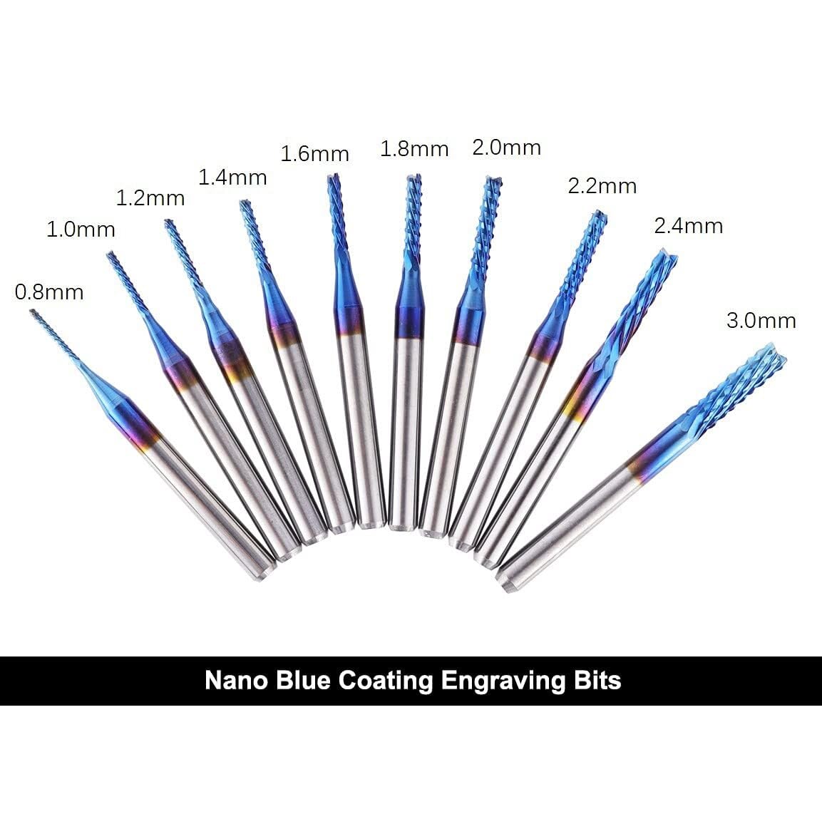 Kit de 40 Fresas CNC, Vástago de 1/8", Carburo de Tungsteno, para Grabado y Fresado en Madera, Acrílico, PVC