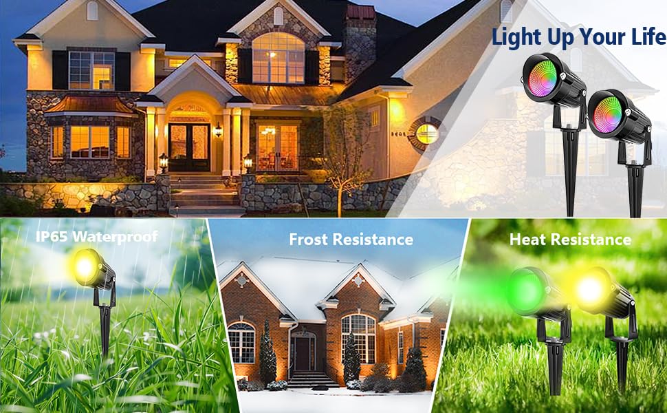 All-in-One RGB Landscape Lighting Kit, 5W Color Changing Low Voltage Landscape Lights with 12V100W Transformer and 80FT Wire, LED Multi-Color Landscape Spotlights for Holiday Yard Garden House, 8Pack - Image 9