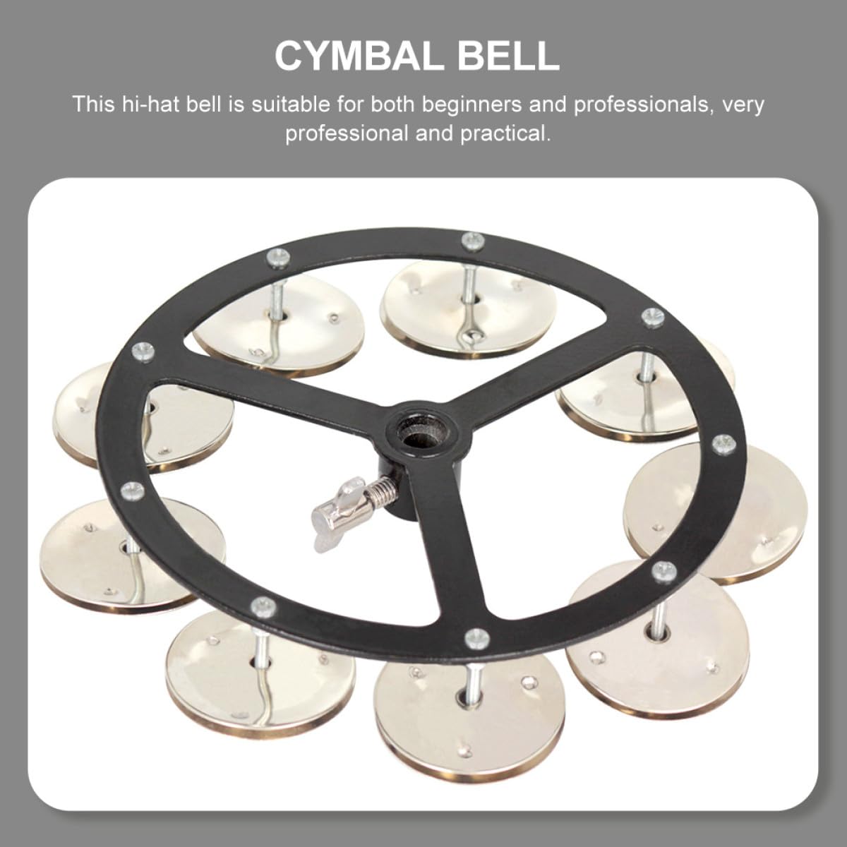 Veemoon Cloche de Charleston en Cuivre Argenté Pratique et Robuste, Accessoire Compact pour Cymbale de Batterie, pour Batteurs Débutants et Professionnels