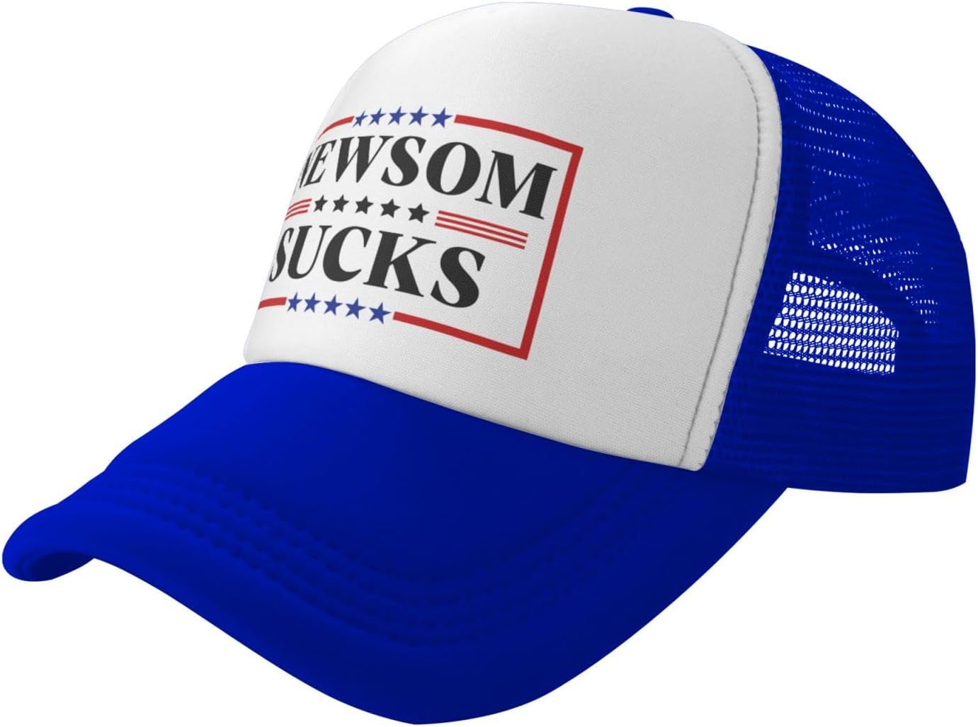 Fuck Newsom Hat Gavin Newsom Sucks Anti Newsom Mesh Hat Men Women Baseball Cap Trucker Hat Blue