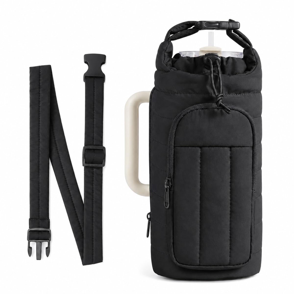 Venzina® Water Bottle Holder Bag with Strap for 32 oz, RFID Crossbody Water Bottle Carrier Bag for Walking, Travel, Gym, Hiking-picture-49