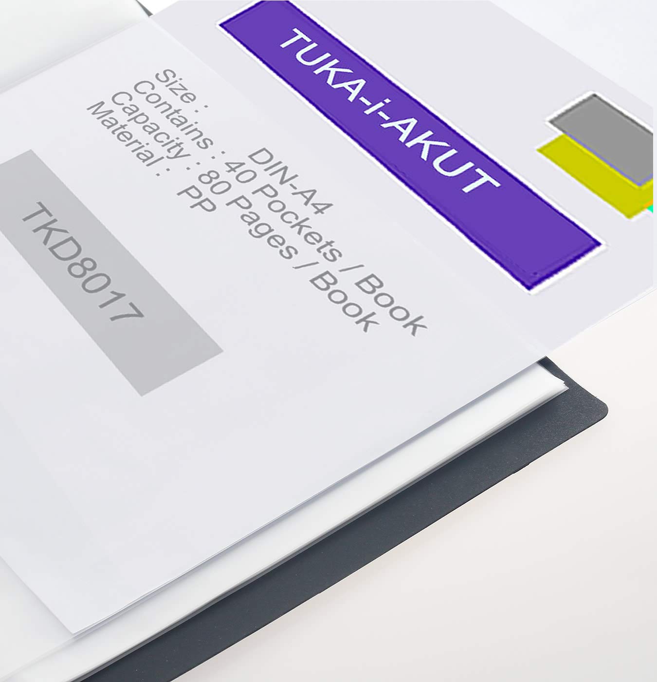 TUKA-i-AKUT 3 x Teczka Prezentacyjna, 120 Kieszeni, Całkowicie Przezroczyste, 3 x 40 cm, Zestaw 3 Książek Ekspozycyjnych w 3 Kolorach, TKD8017-3x