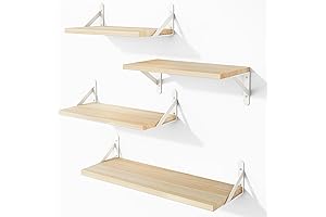 YGEOMER Natural Wood Floating Shelves: Elevate Your Decor with Rustic Charm