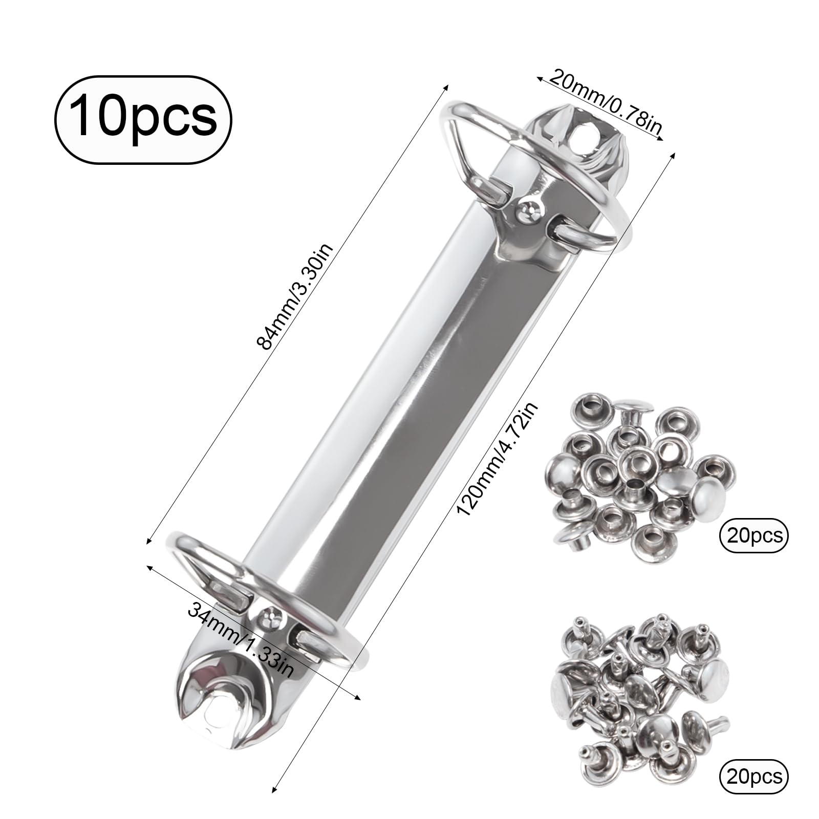 10 Pezzi Meccanismi per Raccoglitori ad Anelli Kit di Ricambio Meccanismi a 2 Anelli Clip in Metallo a Forma di D con Viti Dadi per Conservare Carta,Raccoglitori,Agenda