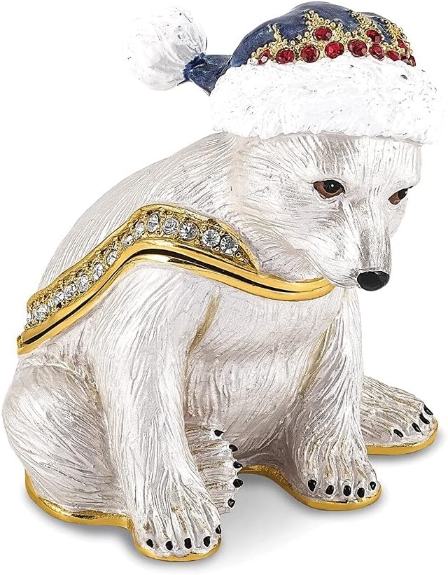 Diamond2Deal Bejeweled Noelle Cuddly Polar Bear Cub Trinket Box Luxury