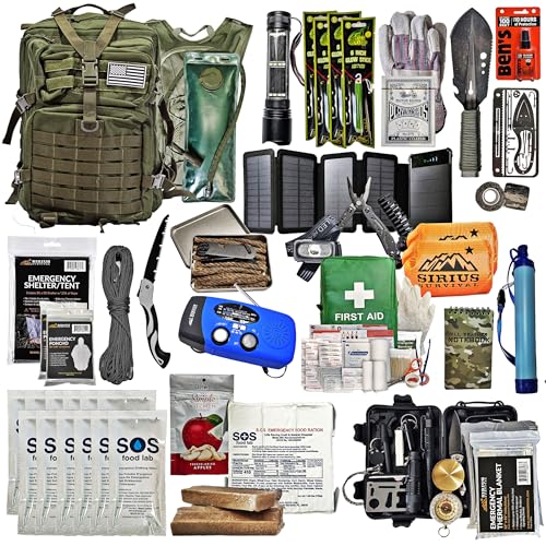 Sirius Survival Bug Out Bag - Premium Bugout Backpack Pre-Packed Survival Kit - Ultimate 72 Hour...