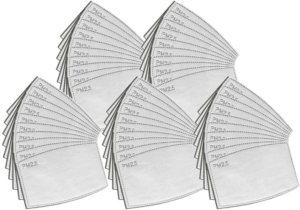 SMARTBUY 50 PCs Child Size 10 x 7CM Activated Carbon Filter Sheet PM 2.5 | 5 Layers Protection Mask Filter Replacement Refill | Anti Haze Dust Fog Proof Filters for Cotton Mouth Face Cover Outdoors
