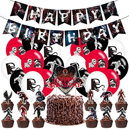 Ksopsdey 32 Pcs Venom Themed Decoraciones de Fiesta Artículos para la Fiesta de Venom Globos de...