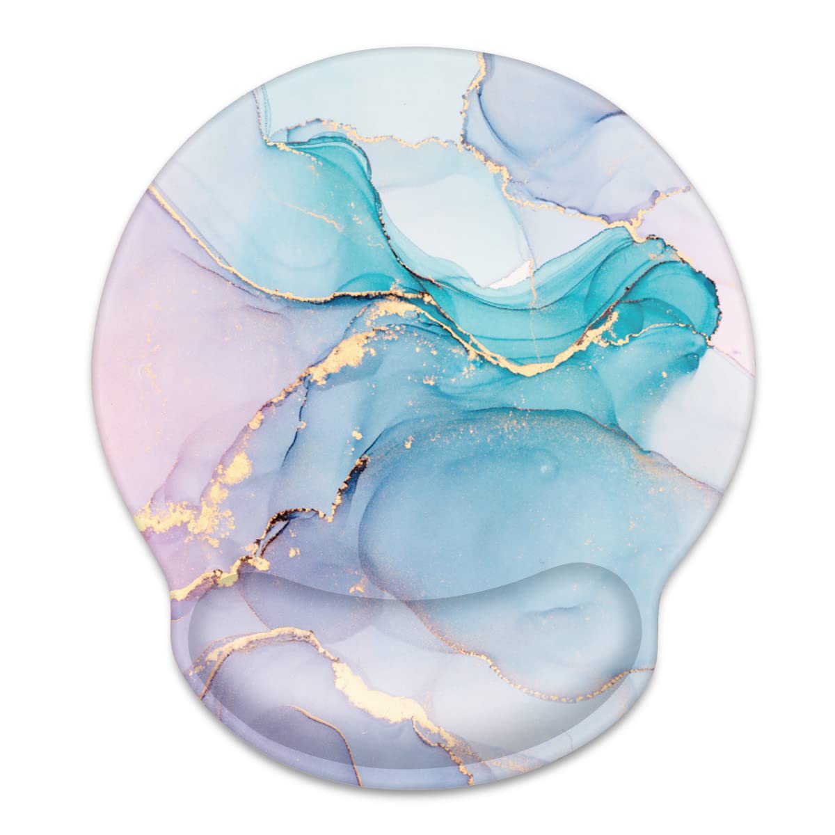 WAVEYU Mouse Pad with Wrist Support, Desk Decor for Office Marble Design Mouse Pad Non-Slip Rubber Base Mousepad for Desk Laptop Gaming Working Computers Laptop Easy Typing & Pain Relief, Blue — image 1