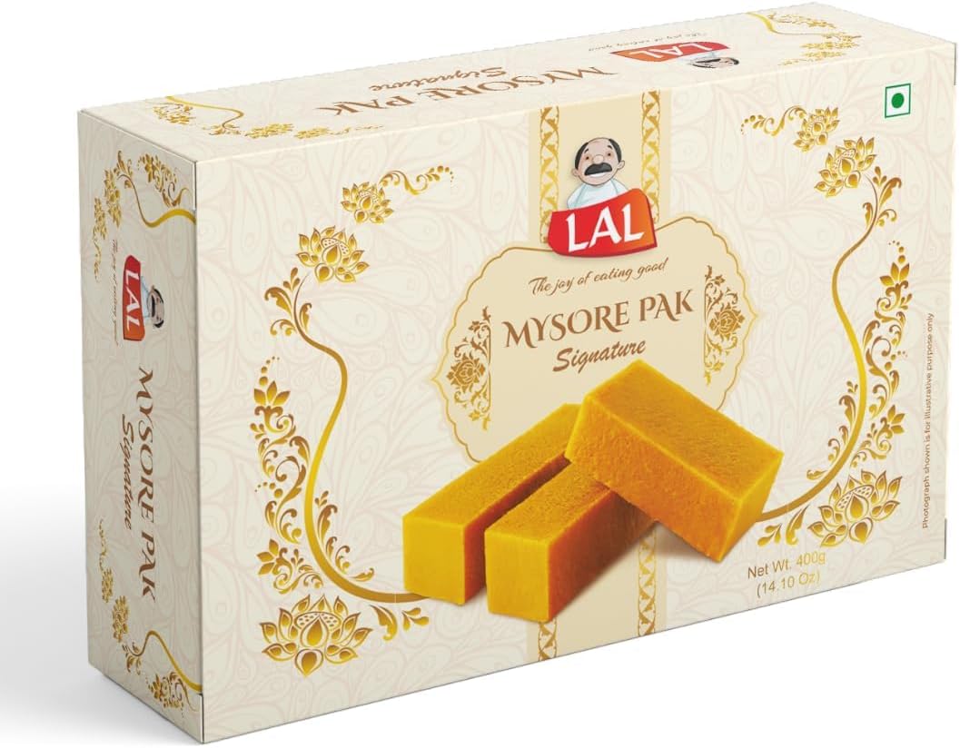 Sweets Signature Mysore Pak 400g | Delicious & Melts in Mouth Texture | Made with Pure Desi Ghee | Mysuru Pak | Traditional Taste of South India | Indian Sweets | Mithai Gift Box