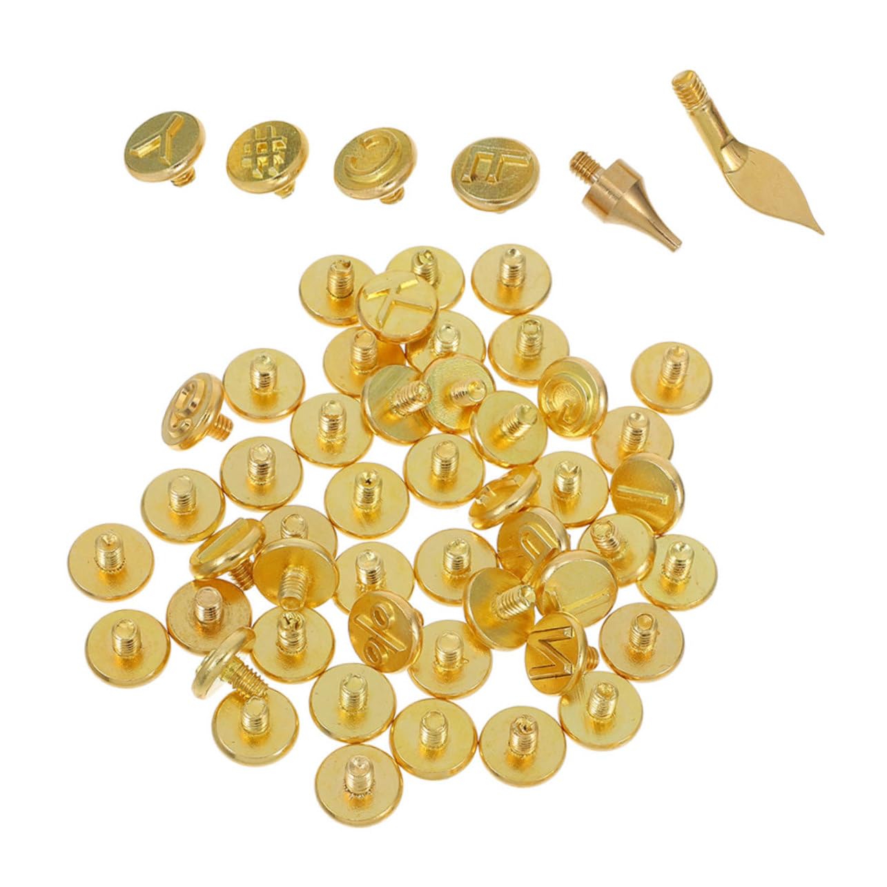 LALAFINA Precision Carving Tips Set 43 Letters Numbers for Woodburning DIY Pyrography Brass Interchangeable Heads for Woodworking Crafts