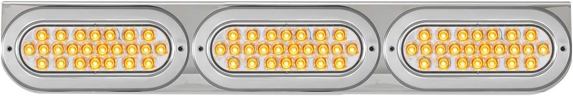 GG Grand General 89169 Plated L Bracket with 3 Oval Pearl Amber/Clear LED Light and Chrome Plastic Rim with Visor