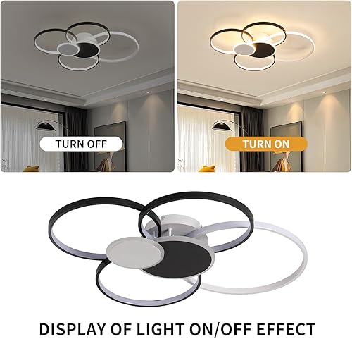 Miniatura 9 de Becailyer Lámpara de techo LED moderna, lámpara de techo empotrada de 6 círculos, lámpara de anillo regulable cerca de lámparas de techo para sala