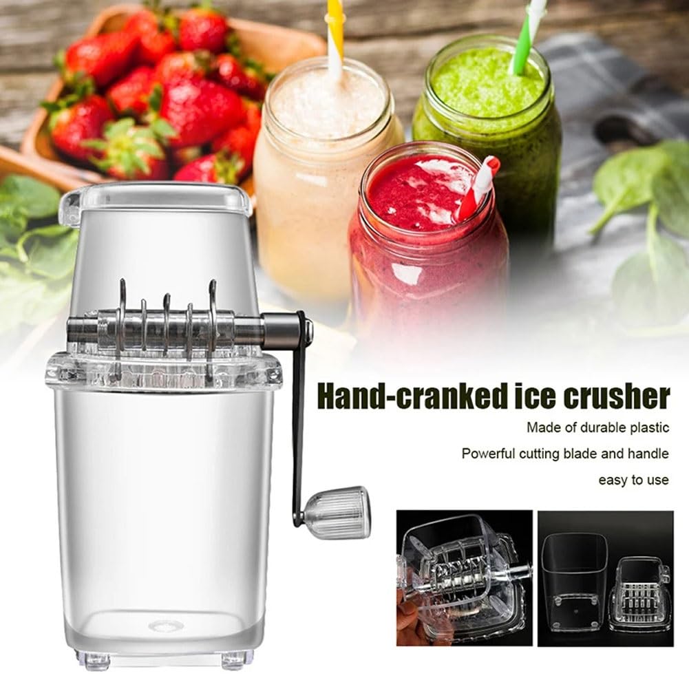 Máquina trituradora de hielo manual – Afeitadora de hielo giratoria manual para cócteles, granizados y frappé – Molinillo de hielo cromado para té helado y café, capacidad de 1,25 L