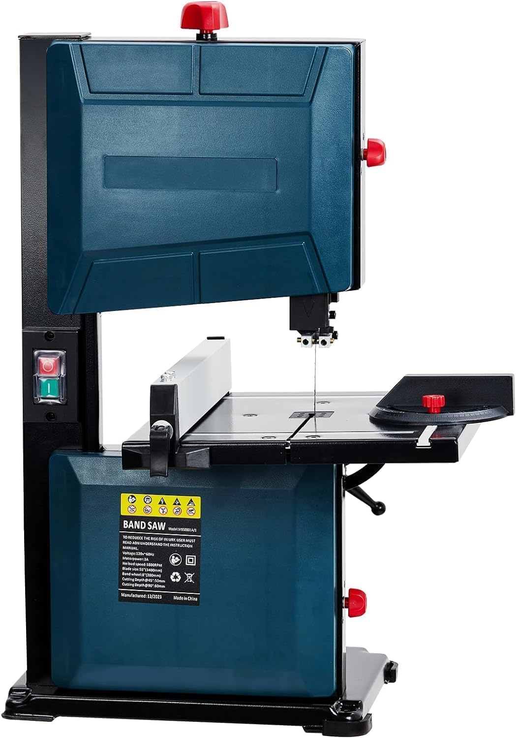Towallmark Bandsaw,3-Amp & 8-Inch Band Saw, 1800FPM Benchtop Bandsaw with Removable Safty Key, 0-45 Tilting Range, Saw For Cutting Wood with Fence and Miter Gauge, Band Saws for Woodworking