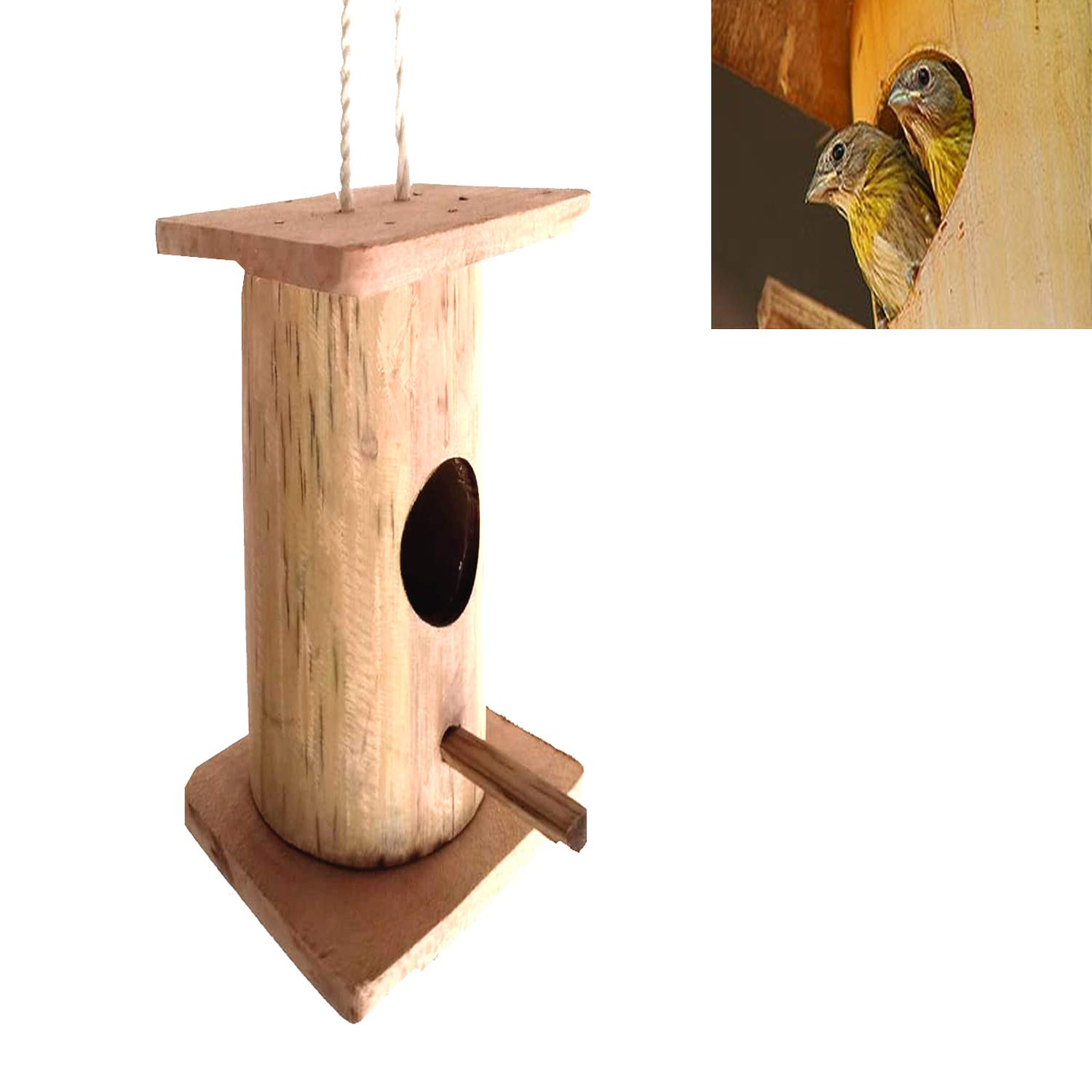 LIVEONCE Bamboo Two ROOF Bird House Color -Natural