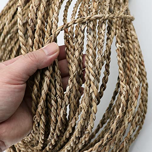 50M di corda in giacinto d'acqua e paglia di larghezza 5MM, intrecciata a mano, materiale in erba, trecce di rattan, lavorata a maglia, per riparazione di sedie, cestino decorativo