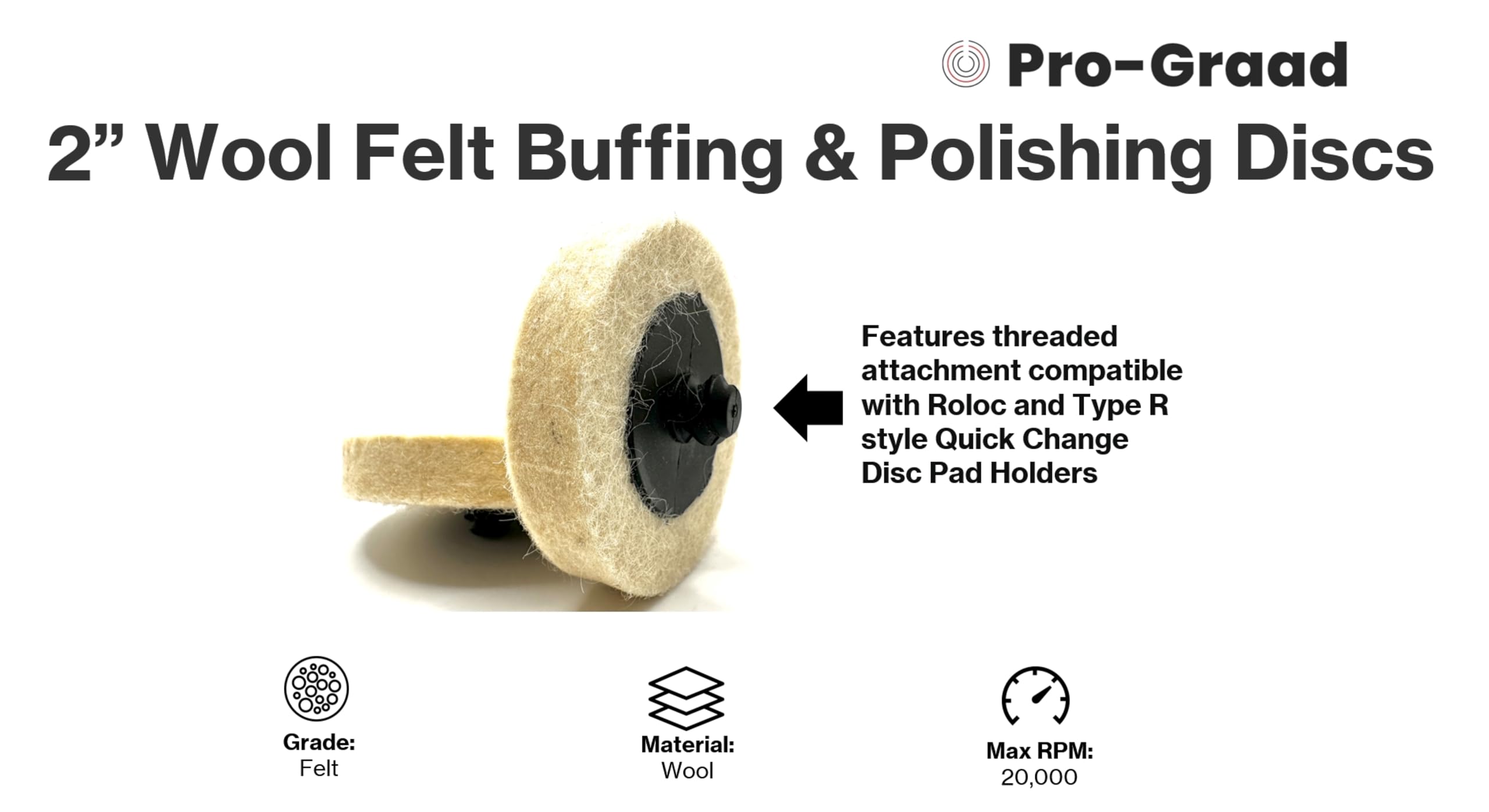 20-Pack 2-Inch Compressed Wool Felt Buffing Discs – Fine Surface Conditioning Pads For Rotary Tools, Die Grinders & Drills – Rust Removal, Deburring & Polishing