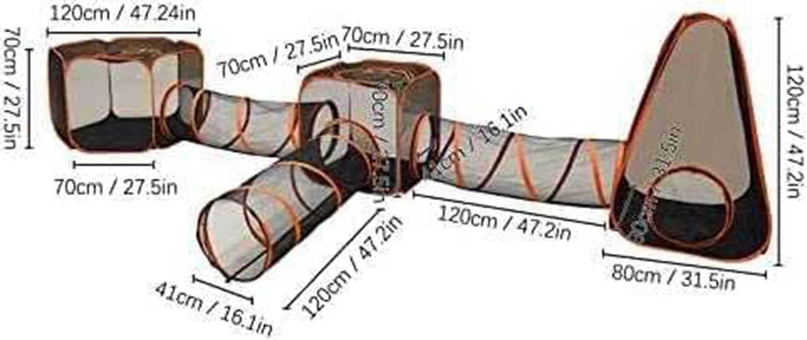Caja de túnel para gatos, tienda de campaña desplegable 6 en 1 para uso en interiores y exteriores, juguete de tubo plegable para gatos, conejos, hurones y animales pequeños, empalme libre con
