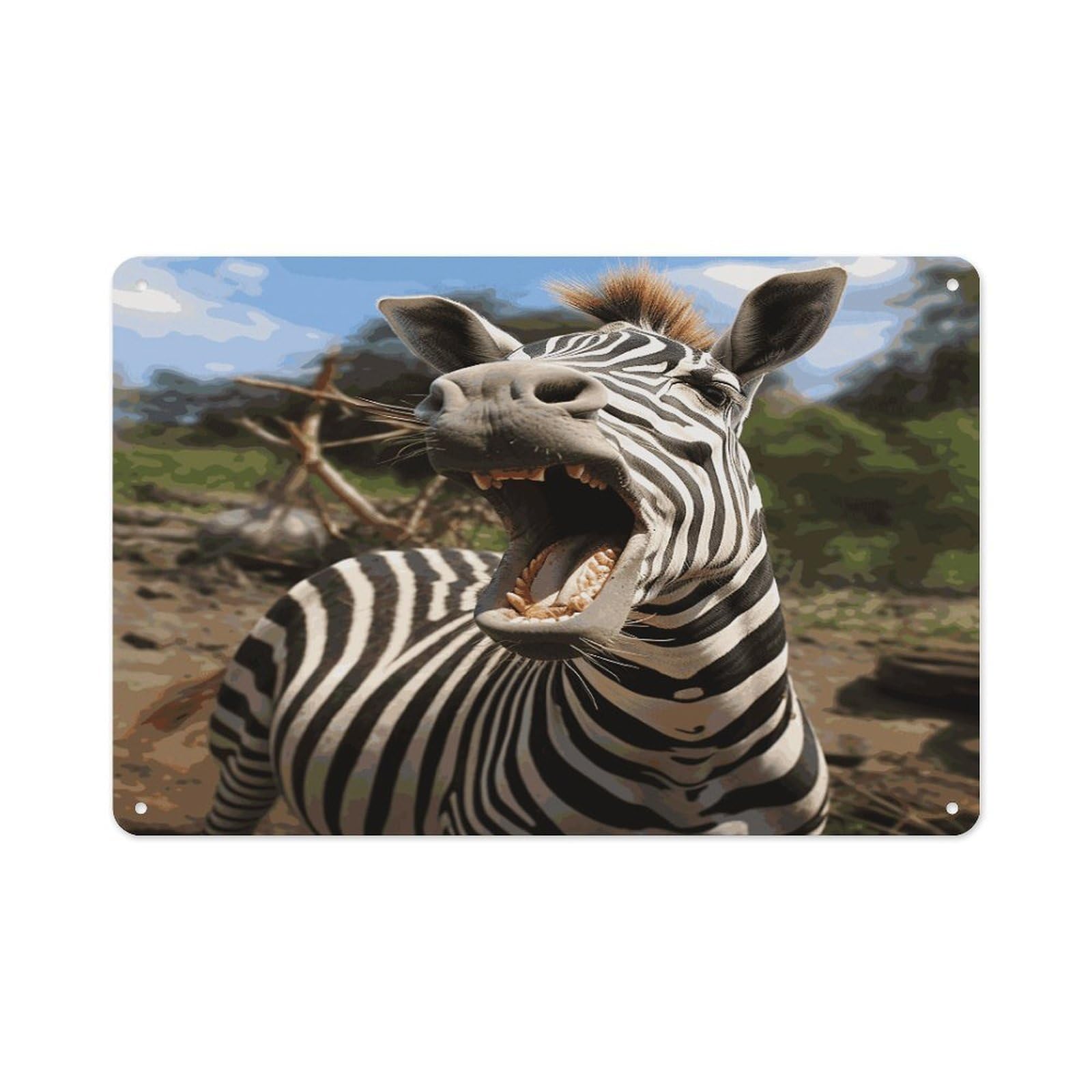 Fekiloot Style Funny Zebra Wall Decor-Aluminum Painting,Tin Sign For Vintage Decoration,Wall Sign For Bathroom Living Room Kitchen Home Farm Farmhouse 11.8 * 7.9 Inch