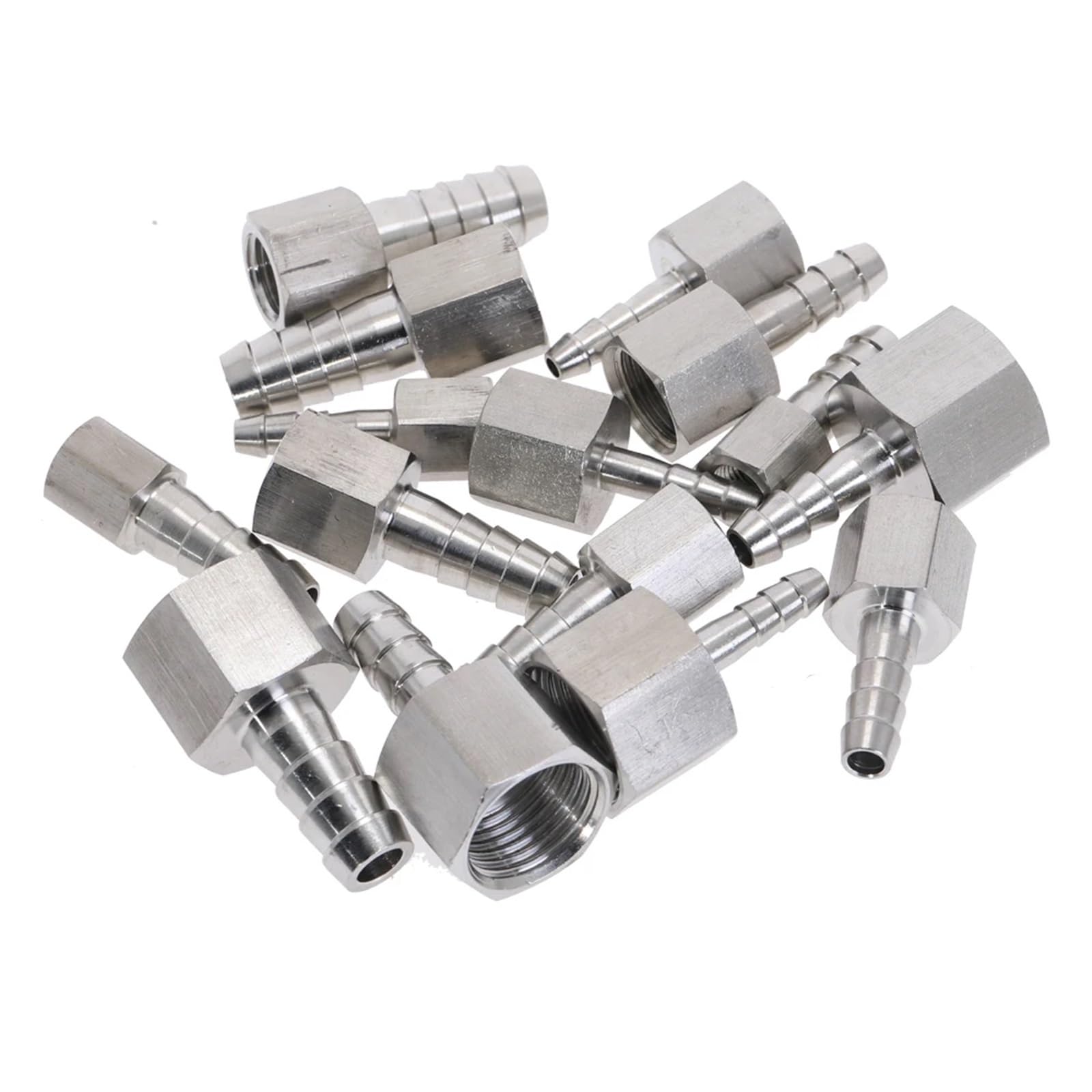 Conector de acoplamiento de junta de Pagoda, reductor de cola de manguera de púas, accesorio de tubería de hilo femenino BSPT de acero inoxidable 304(12mm tube,1/4")