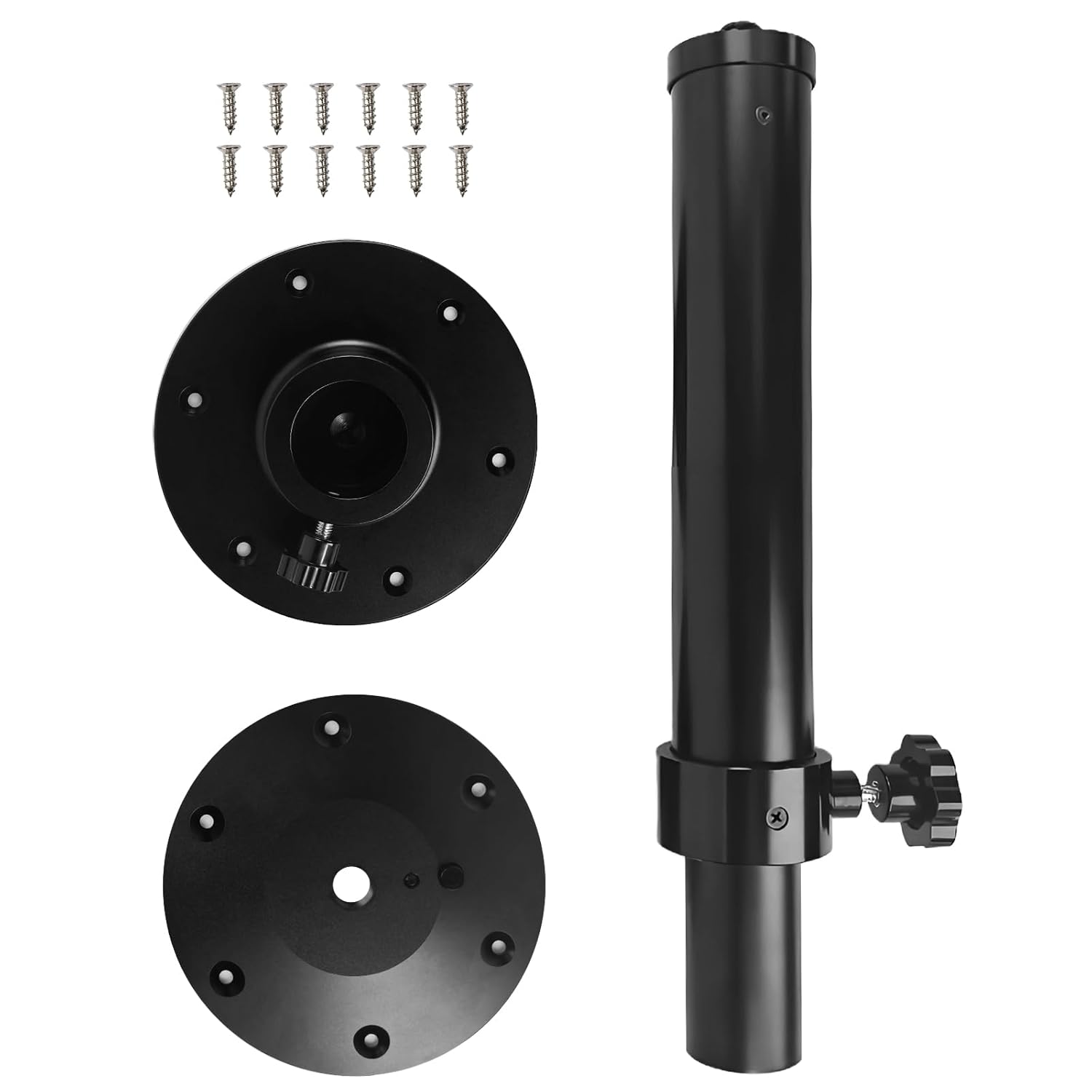 Flylin Adjustable Table Pedestal Detachable Stand Leg Base Mount Frame 17.8‑27.2 inch Aluminum Alloy Table Base Kit for RV Boat Yacht (Black)