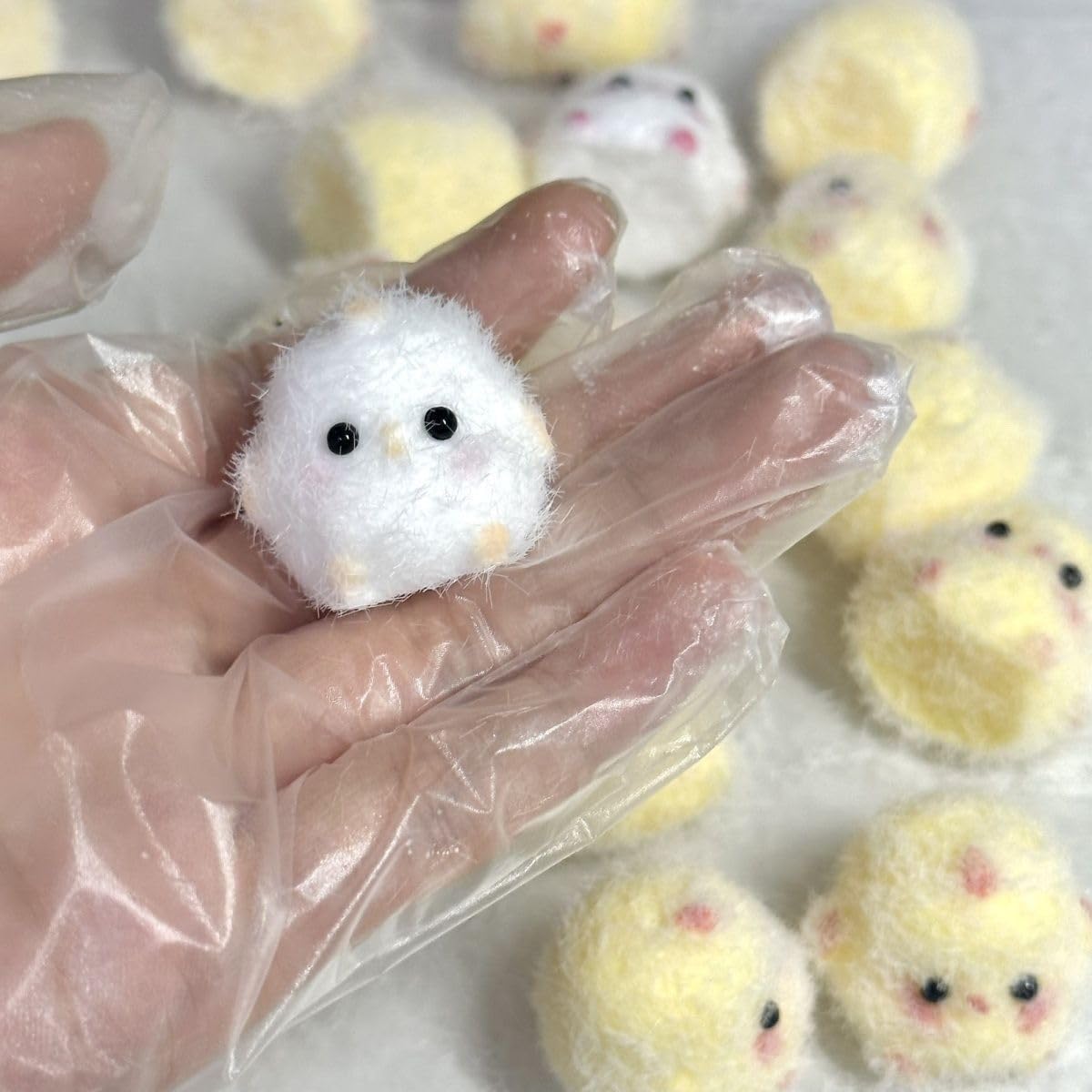 10 pcs Handmade Mini Chick Taba Squishy Ultra Soft Squishy Fidget Squeeze Toys, TPR Squeeze Toys for Stress Relief Sensory Toys, Squishies for Adults Party Favors Pinch Family Squishy Toys (White)