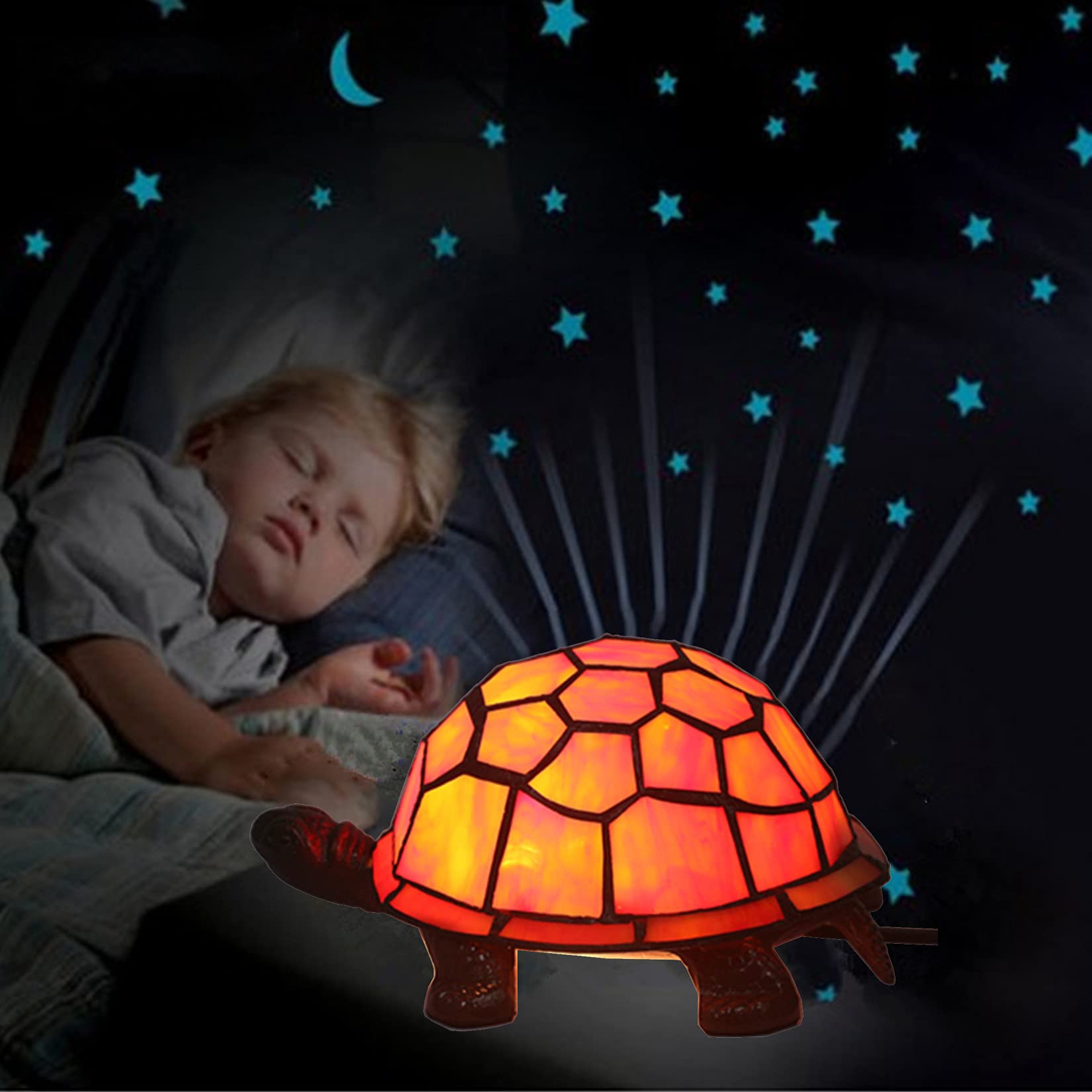 Amazon.com: errzom Tiffany Style Turtle Table Lamp,Stained Glass