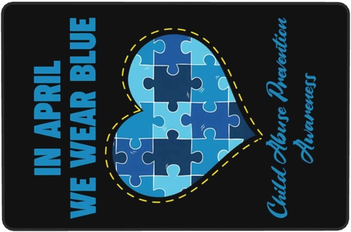 in April Child Abuse Prevention Awareness Luxury Rug for Bedroom Living Room, Area Rubber Backing Non Slip Mat