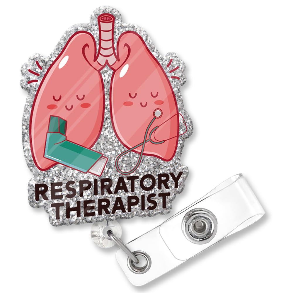 ZBBFSCSB Respiratory Therapist Fun Glitter Badge Scroll Retractable, Cute Badge Holder for Respiratory Therapist, Christmas Birthday Graduation Gift