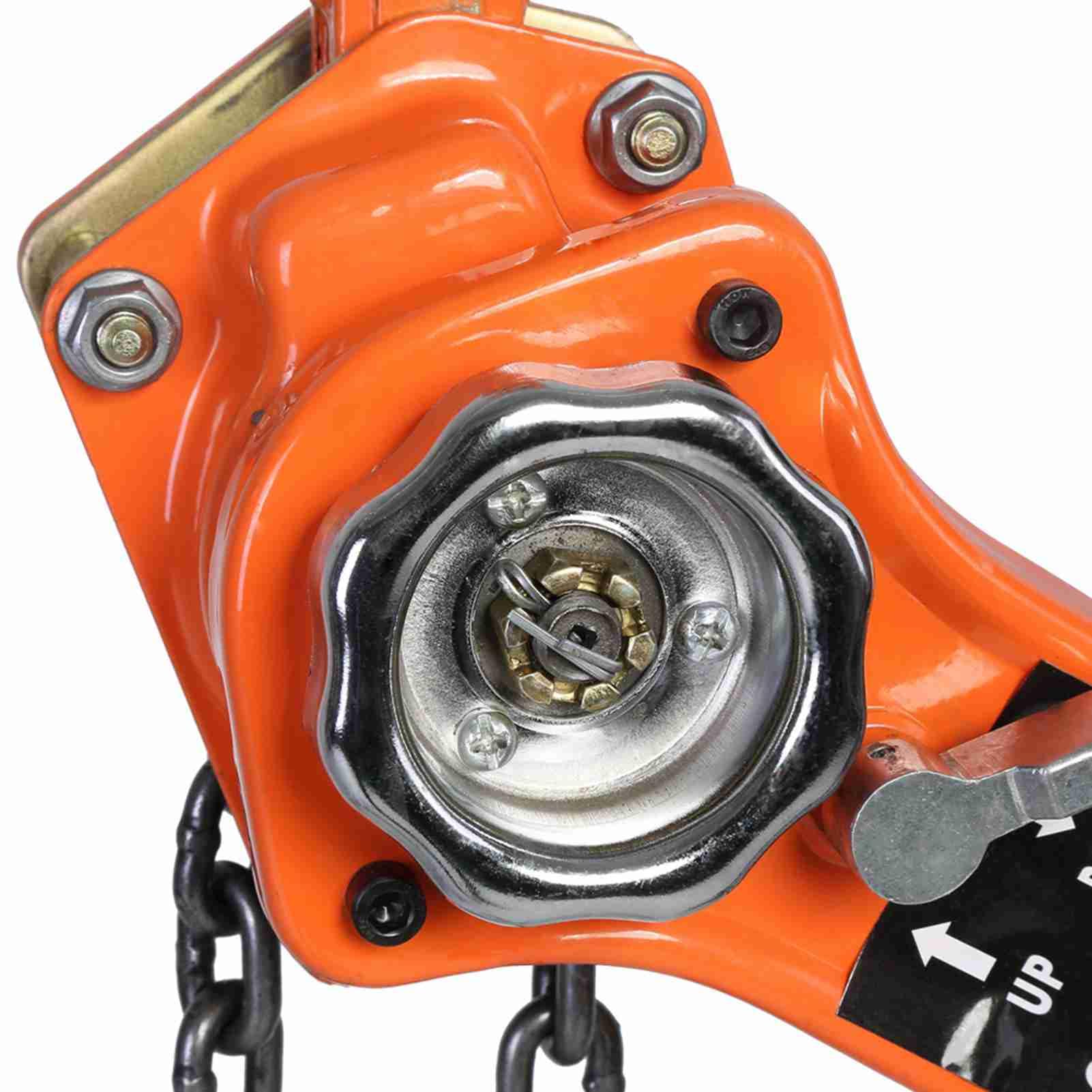Aramox Kettenzug-Hebelzug, 0,75 Tonnen, Manueller Flaschenzug, Hubhöhe, Haken aus Legiertem Stahl, Orange, für Garage, Werkstatt, Bauernhof, Laden, Heben und Gerätepositionierung