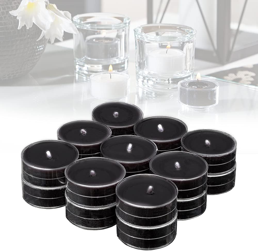 Smart Candles Ambiente Tea Lights Pack of 18 Black Scented Tea Lights in Transparent